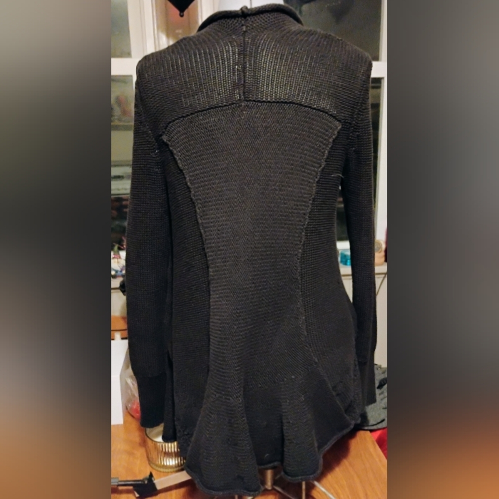 Free People Black Ruffle Open Cardigan Sweater - Picture 3 of 3